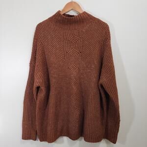 Maurices oversized open knit long sleeve mock turtleneck sweater woman's size L